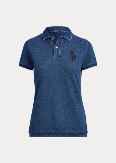 Camisa Polo Polo Ralph Lauren Mujer Azules - Skinny Fit Big Pony - TMORP9176